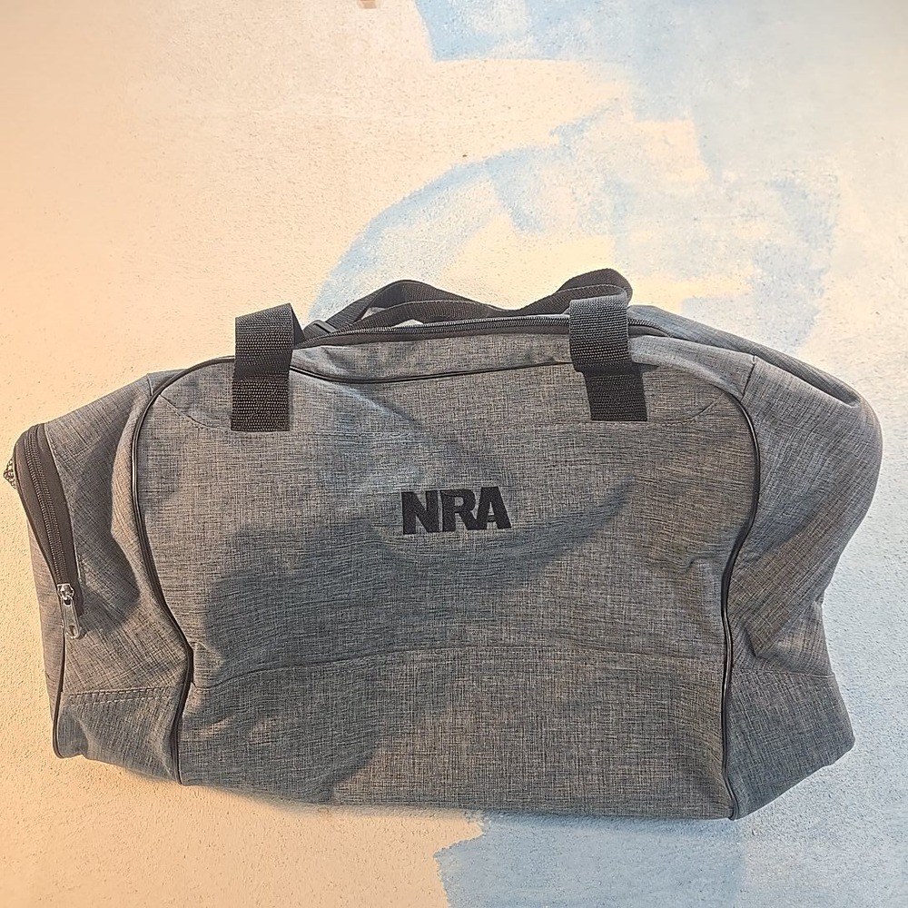 NRA Duffel Gym Bag National Rifle Association Grey Heather‎ Canvas Mesh Carry-On